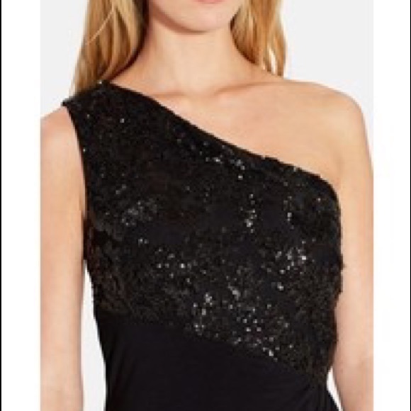 HP! NWT! Ralph Lauren Evening One Shoulder Sequin Bodice Jersey Gown - Picture 2 of 9